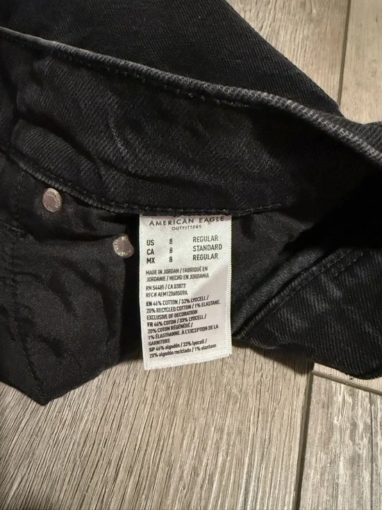 Women's American Eagle Super High Rise Ankle Straight Jeans Washed Black - Picture 5 of 9